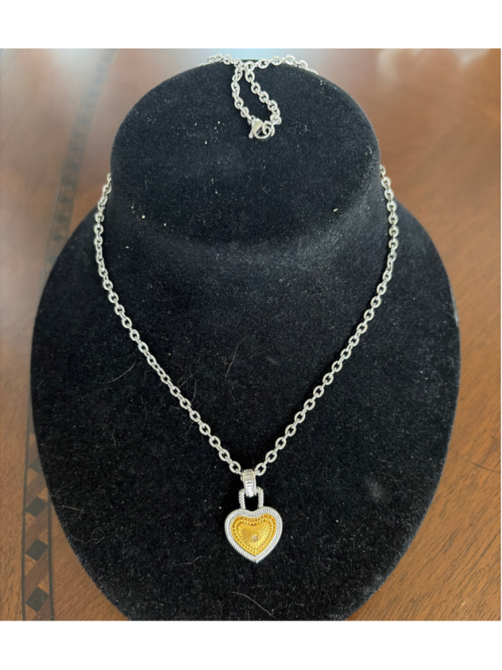 Diamonds International Two-Tone Heart Necklace with Genuine Diamond